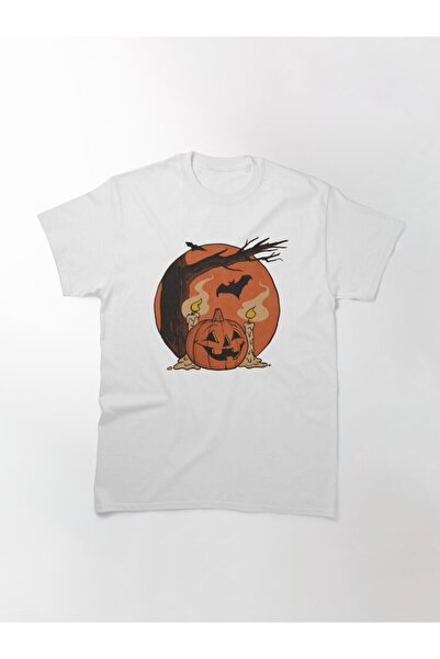 ZOKAWEAR Большой розмір унісекс футболка з принтом «Вінтажна сцена з гарбузами на Хеллоуїн»