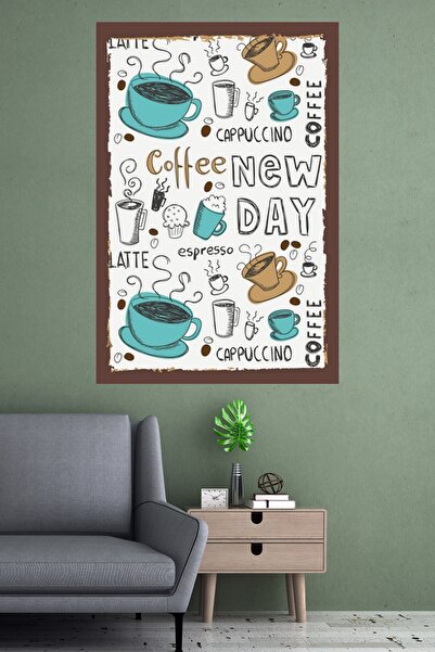 LİPYOS Ξύλινη ρετρό αφίσα με θέμα το καφέ 20 x 30 cm