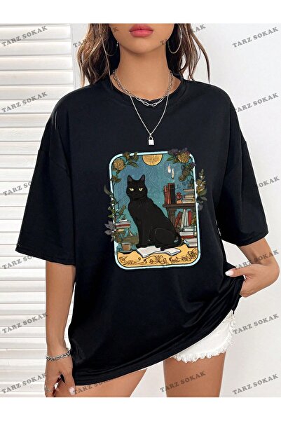 Tarzsokak Μπλουζάκι ώμου Unisex BAY Cat με μοτίβο σταγόνας KOD-1335