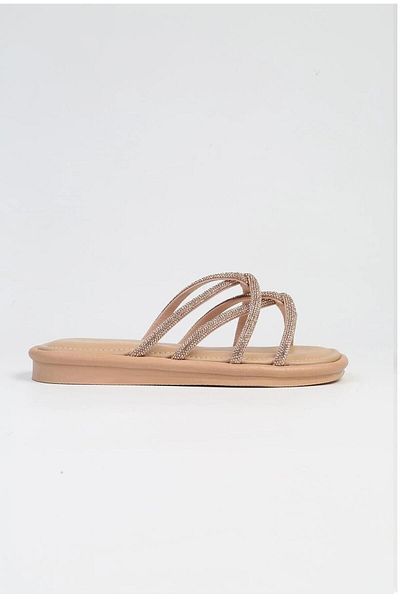 Pierre Cardin PC-5104 Beige Women's Slippers with Stones