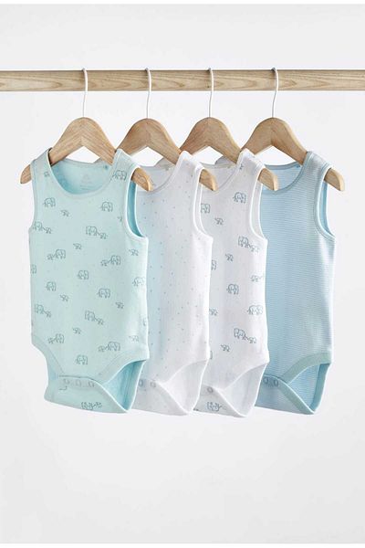 Next Baby قميص داخلي للأطفال بدون أكمام مكون من 4 قطع