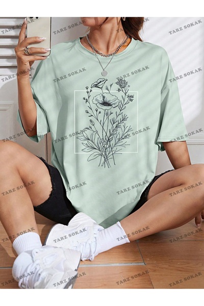 Adrift Футболка з квітковим візерунком на низькому плечі BAY Unisex KOD1333