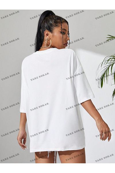 FANBOX SHOP Tricou unisex BAY pentru femei, cu imprimeu iepure de desene animate, cu croiala larga KOD-1354
