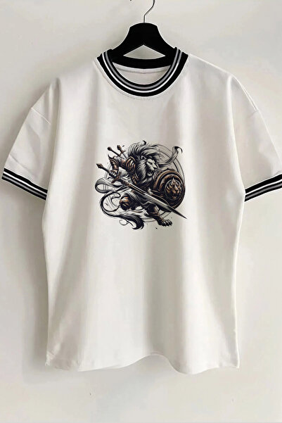 Vordevia Lion Warrior Štampano Novi sezonski ovratnik i Sa detaljem rukava Sa...