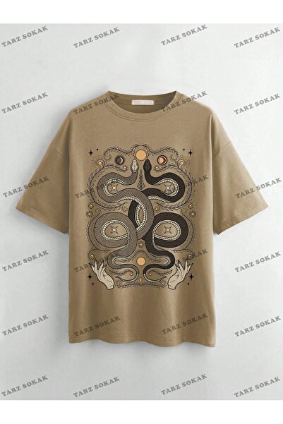 Adrift Vintage zmija Štampano unisex T-shirt - širok kroj KOD-1311