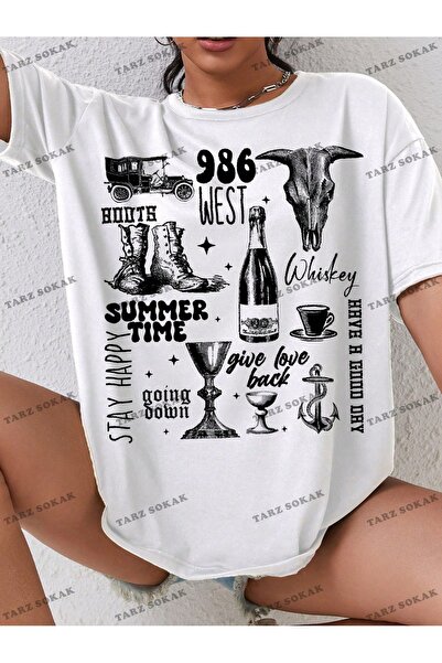 Adrift BAY Unisex ženska majica - zapadnjački stil printa, kratki rukav KOD-1336