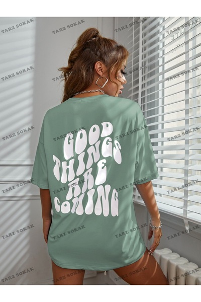 Adrift BAY Unisex Слоган Графічний Низький Плече Футболка - KOD-1400