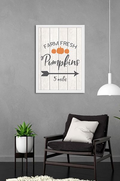 bymat Farm Fresh Pumpkins - 30x40 Διακοσμητικό Λευκό Πλαίσιο με Εικόνα - Ζωγραφική A3 - 663
