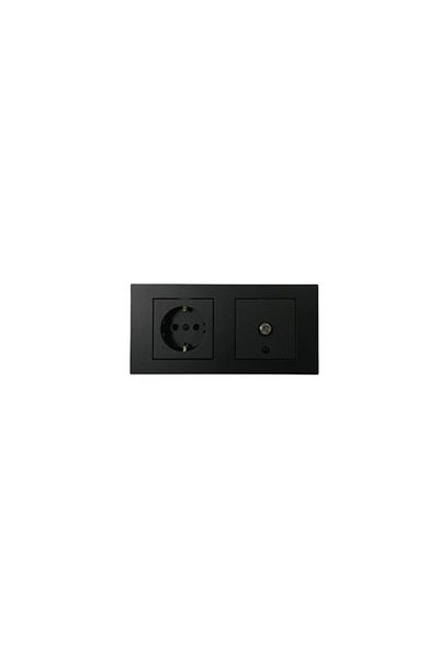 OVİVO Black Set of 2 (Grounded Socket + Satellite Socket)