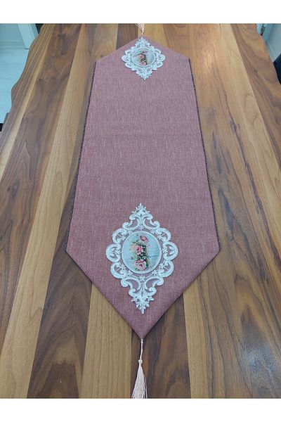 İSSE TEKSTİL Table Cloth, Runner, 110x35 Tight Textured Lined Fabric Special Design