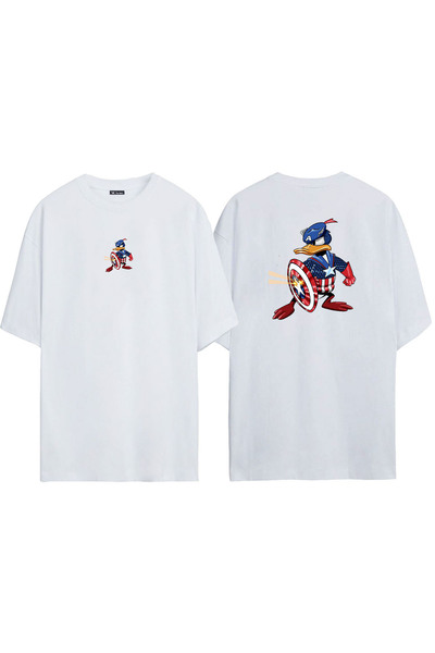 THEWERT Unisex Donald Duck Kapetan Amerika Prednja i zadnja strana Štampano B...