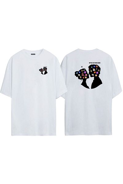 THEWERT Unisex Λευκό μπλουζάκι Oversize - Si And Eres La Indicada Printed