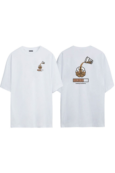 THEWERT Унісекс Loading Createavity Біла футболка оверсайз з принтом спереду ...