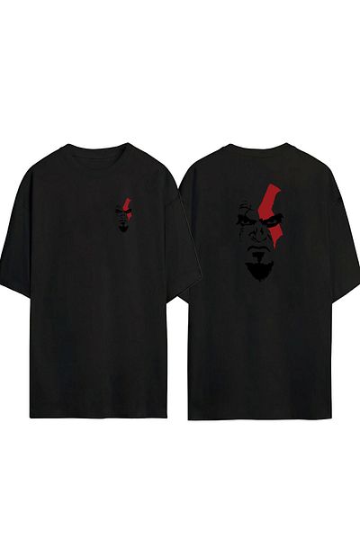THEWERT Tricou negru oversize cu imprimeu unisex God of War War God