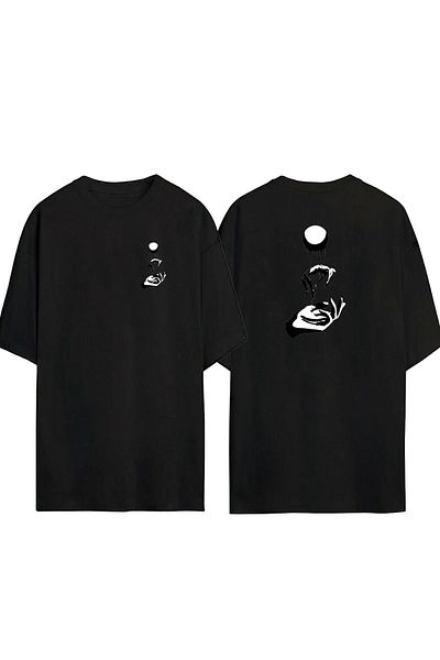 THEWERT Tricou oversize negru unisex imprimat Elevate