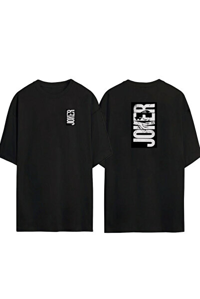 THEWERT Tricou negru supradimensionat cu imprimeu Joker Comics față în față