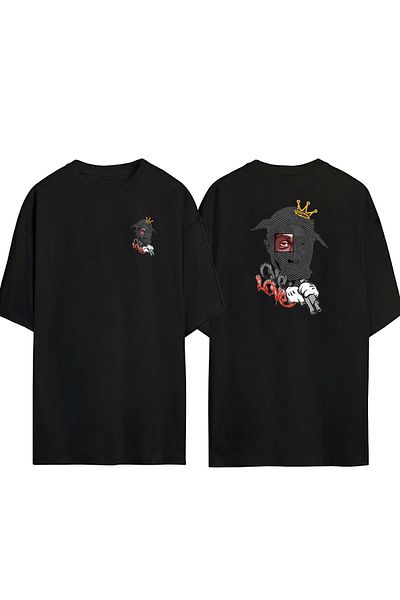 THEWERT Tricou supradimensionat negru cu imprimeu Tupac One Love, unisex