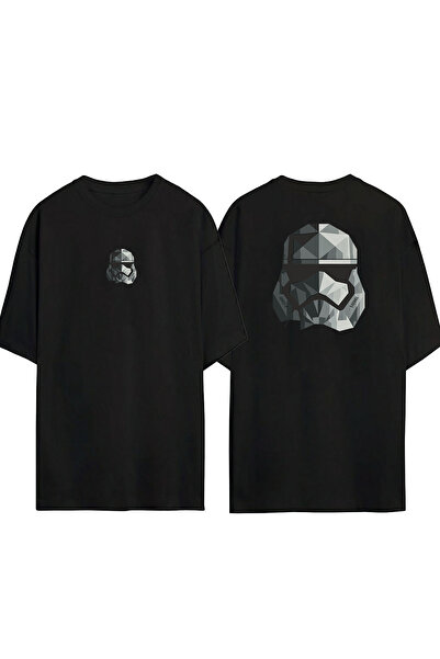 THEWERT Cască Star Wars unisex Față Spate Imprimat Negru Oversize Tricou