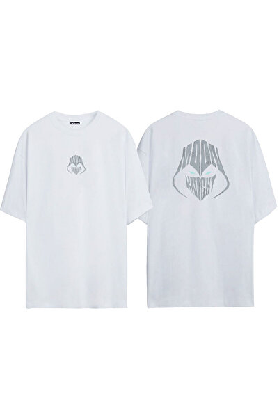 THEWERT Unisex Moon Night εμπρός πίσω με στάμπα λευκό μπλουζάκι Oversize