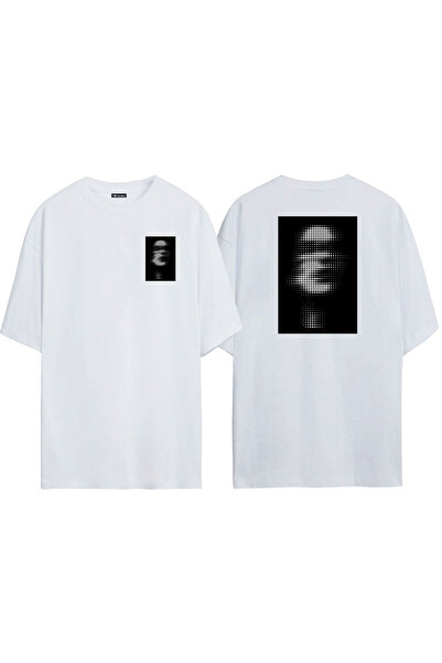 THEWERT Bela Oversize kroj Unisex T-shirt - Prednja i zadnja strana Štampano