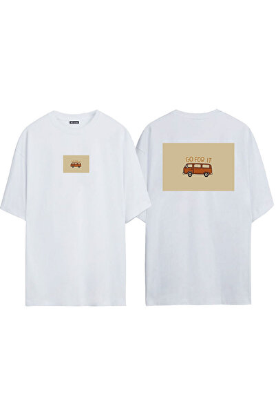 THEWERT Unisex Go For It Prednja Strana Zadnja Strana Štampano Bela Oversize ...