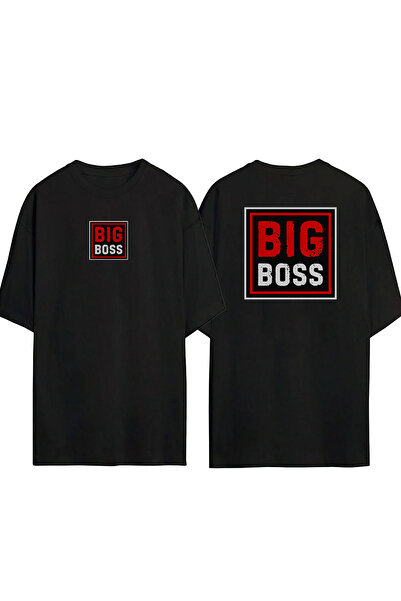 THEWERT Tricou oversize negru cu imprimeu Big Boss, unisex