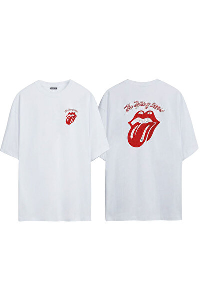 THEWERT Unisex The Rolling Stones Prednja strana Zadnja strana Štampano Bela ...