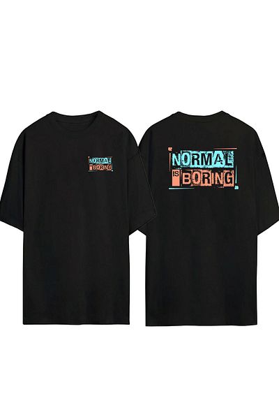 THEWERT Unisex Normal Is Boring Fata Spate Imprimat Negru Tricou oversize