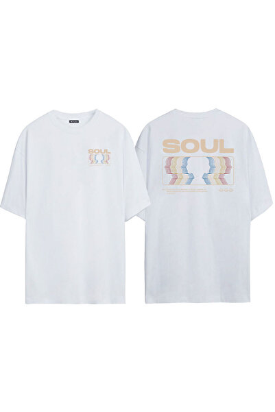 THEWERT Unisex Soul, Soul Prednja i zadnja strana Štampano Bela Oversize kroj...