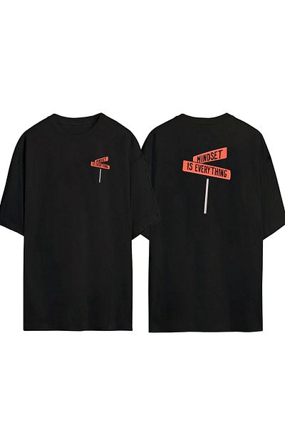 THEWERT Tricou negru oversize cu imprimeu Mindset Is Everything, unisex