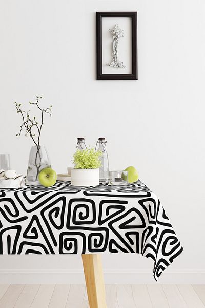 AYSHOME Τραπεζομάντιλο Ays Home Μαύρο και άσπρο αφηρημένο σχέδιο