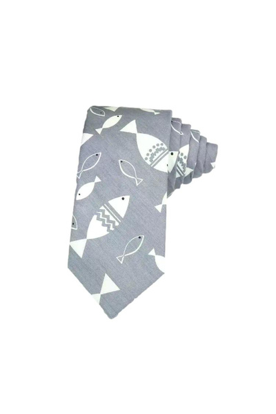 Omark Cotton Gray Fishes Kravat