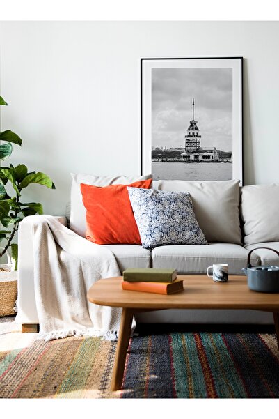 Hiruko Tasarım Atölyesi Ahşap Tablo İstanbul-Kız Kulesi Siyah-Beyaz Dekoratif...