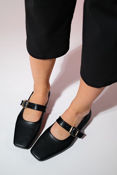 LuviShoes BLUFF Black Skin Blunt Toe dámské balerínky