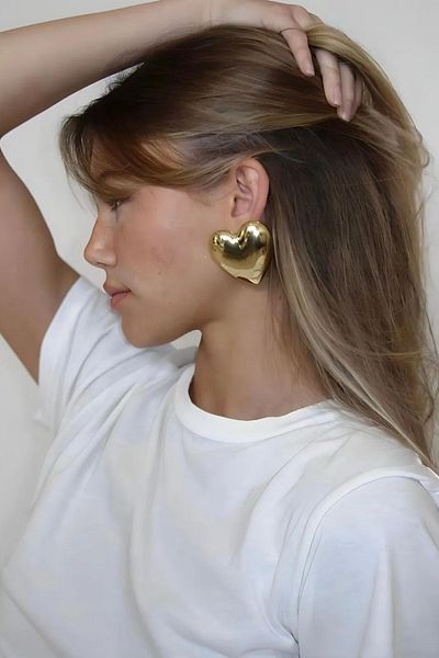 Diloshtrend Design ЗЛАТНА ОБЕЦА ДАМСКИ ТРЕНТ ГОЛЯМО СЪРЦЕ 4 СМ