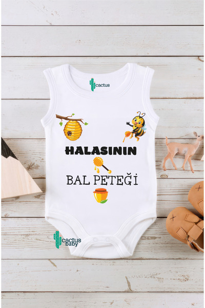 CACTUS COLLECTION HALA WRITTEN RING'S HONEYCOMB PRINTED COTTON Baby Bodysuit