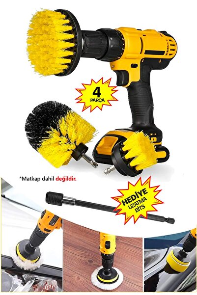PROXTECH Çok Amaçlı Genel Temizliği 4'lü Araba Bakım Fırçası Tüm Matkaplara Uyumlu Jant Lastik Kotuk Kit