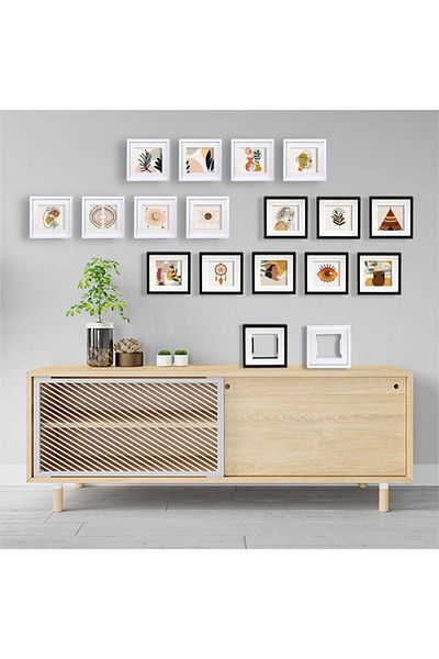 Mayalımeri Remove-Plug Photo Frame with Paspart 14x14 Square Frame 3 Pack (WITHOUT PHOTO) - White