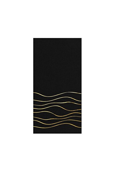Story منديل ورقي أسود اللون مقاس 33 × 33 سم منقوش بخط ذهبي 16 قطعة 1/8 قابل للطي