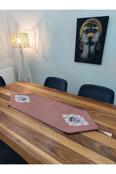 İSSE TEKSTİL Table Cloth, Runner, 110x35 Tight Textured Lined Fabric Special Design