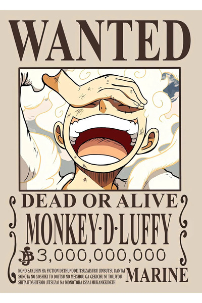 512 STORE One Piece Monkey D.luffy Aranıyor Wanted 30x42 Çerçevesiz Poster