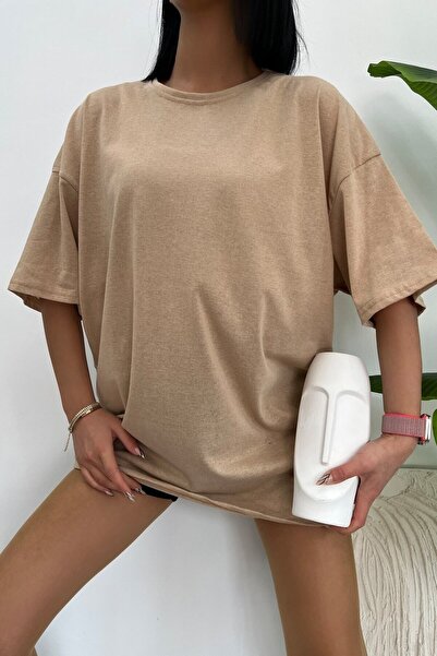 Garalio Unisex Pamuk Bisiklet Yaka  Oversize T-shirt