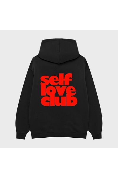 PURE EFFECT УНИСЕКС СУИТШЪР С КАЧЪРКА С ПРИНТ „SELF LOVE CLUB“ ОВЪРСАЙЗ