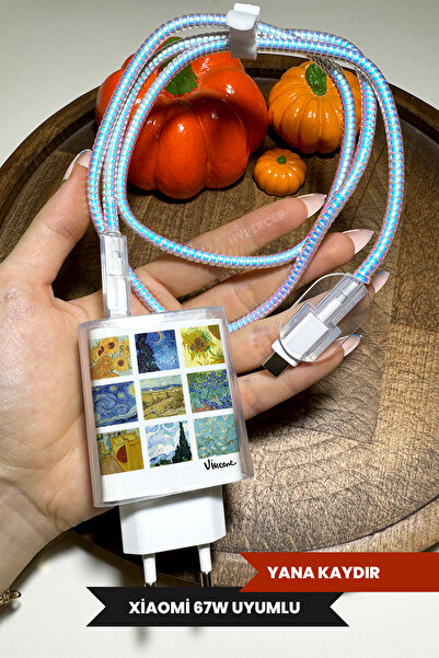 WANNA PROTECT Xiaomi 67w Uyumlu Şeffaf Şarj Başlığı Adaptörü Koruma Kablo Kor...