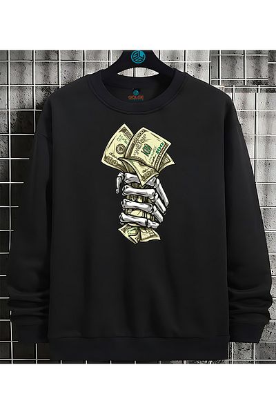 Gölge Store Money Chest Printed 0 Collar Oversize Unisex Sweatshirt