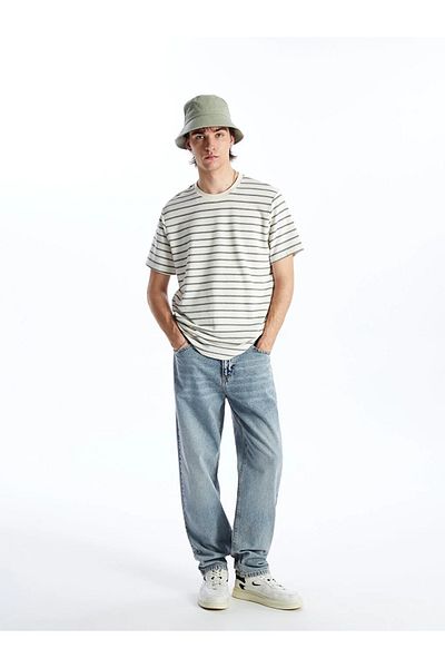 LC Waikiki LCW Casual Crew Neck Short Sleeve Striped Combed Cotton Men's T-Shirt