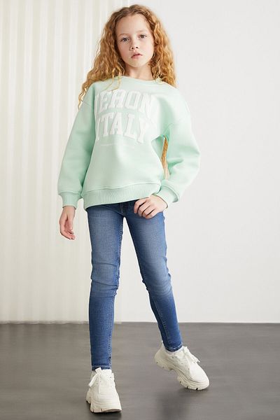 GRIMELANGE HERMIA-GRM24050 75% bavlna 25% polyester dámská dětská mikina Mint Green