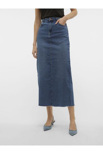 Vero Moda Jeansrock Vmberla Hohe Taille Langer Rock