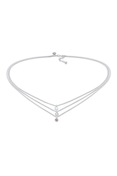 ELLI Halskette Choker Layer Mondstein Turmalin Labradorit 925 Silber