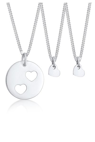 ELLI Schmuckset Ketten Trio Herz Mutter Kind Cut Out 925er Silber